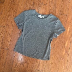 NWOT Madden Girl Shimmering Baby Tee Size Large Gray Metallic